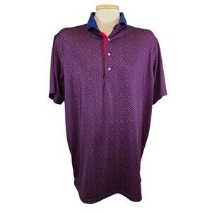 Greyson Shirt Mens Large Red Blue Arrow Geometric Print Performance Golf Preppy